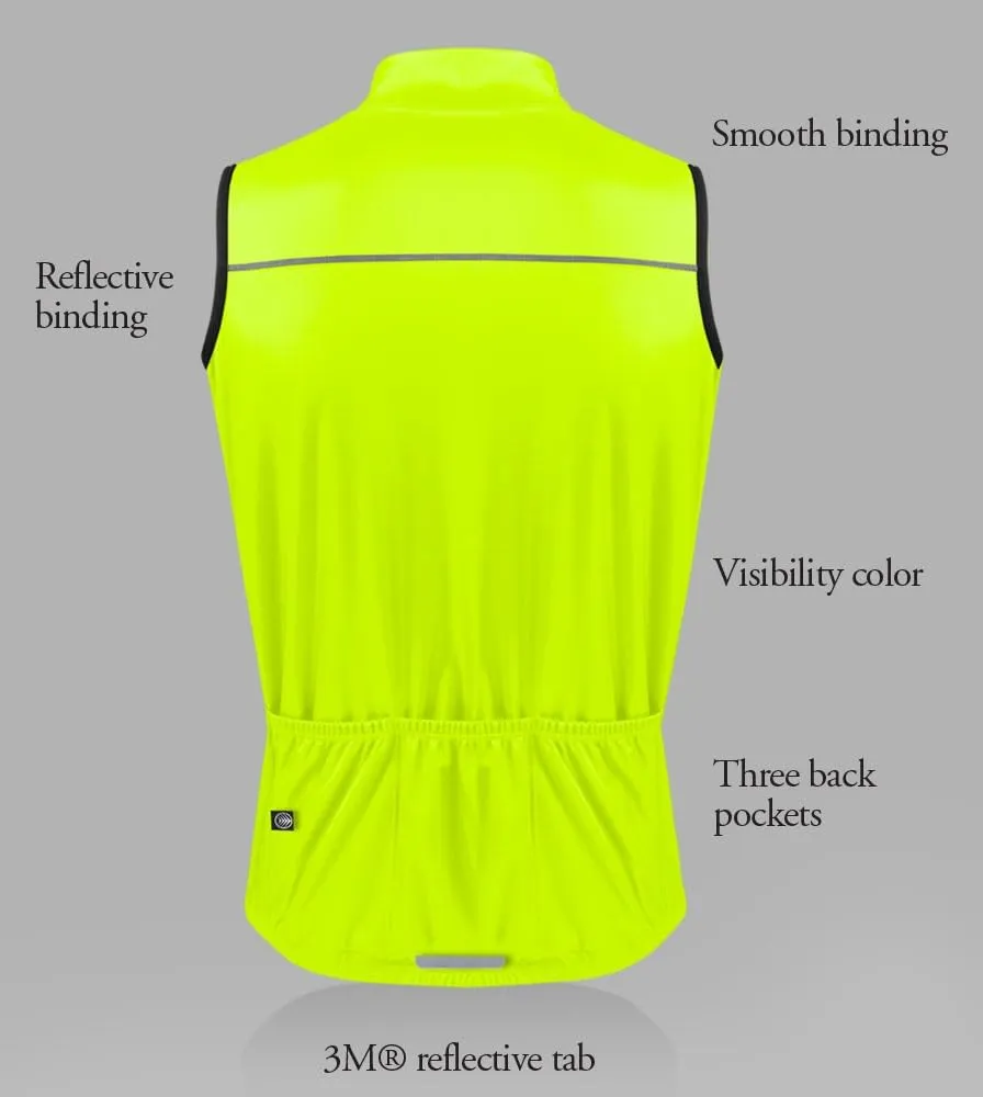 | Men's USA Classic Packable Windproof Vest | Rear Storage Pockets | Hi-Viz Safety Yellow