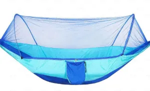 1-2 Person Outdoor Camping Hammock Parachute Fabric Hanging Bed Travel Hunting Sleeping with Mosquito Net (Color : Argento, Size : Talla ?nica) (Argento Talla ?nica)
