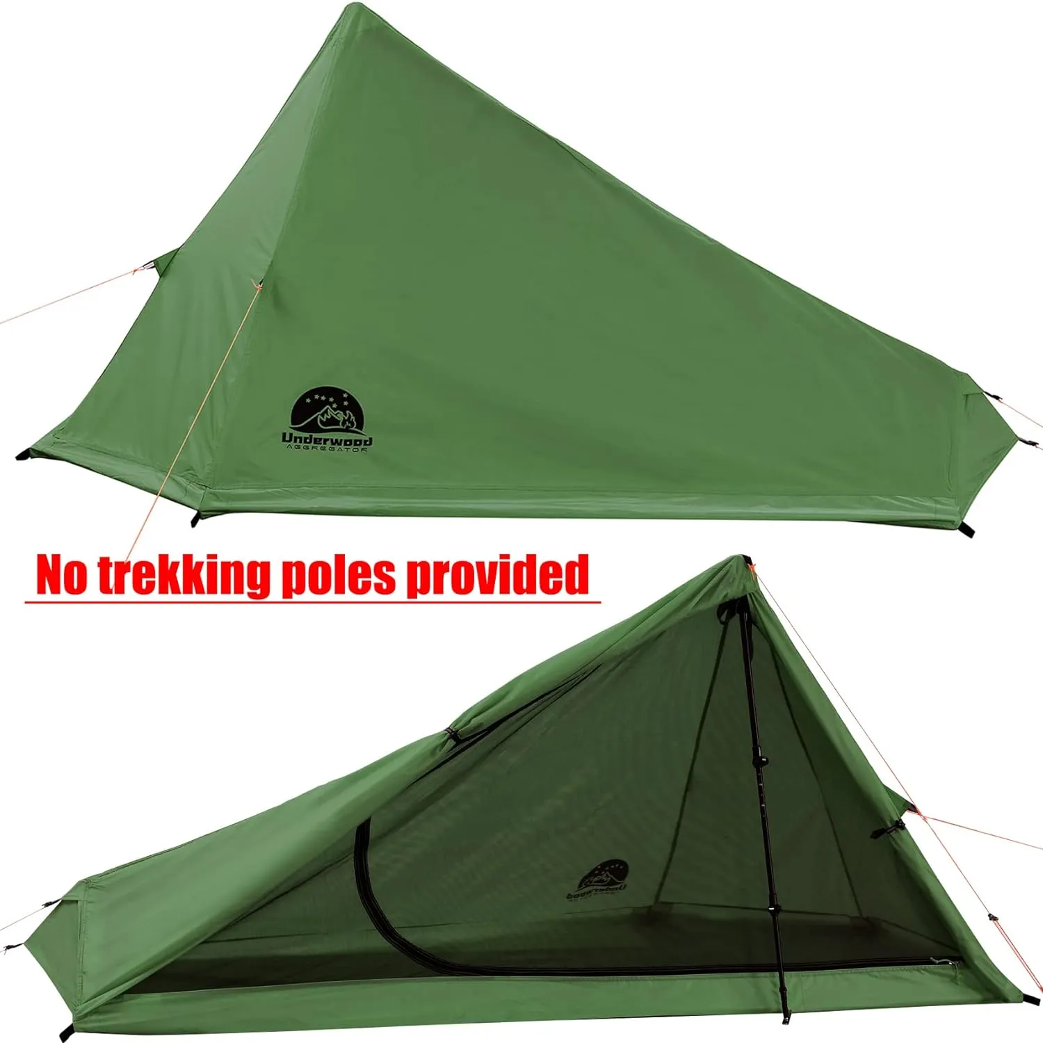1 Person Trekking Pole Tent for Backpacking - Ultralight Backpacking Tent, Waterproof Hiking Tent for Camping, Lightweight Camping Tent for Scouts, Trekker(NO Trekking Poles)