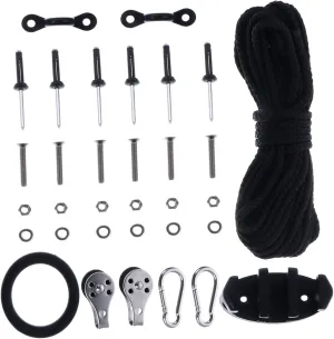 1 Set Kayak Accessories Kayaking Drain Boat Seat Canoe Cart Accessory Adjustable Adaptor Board Stand Kayak Paddle Grips Kayak Clip Rafting Accessories Kit System Rope Black Plastic