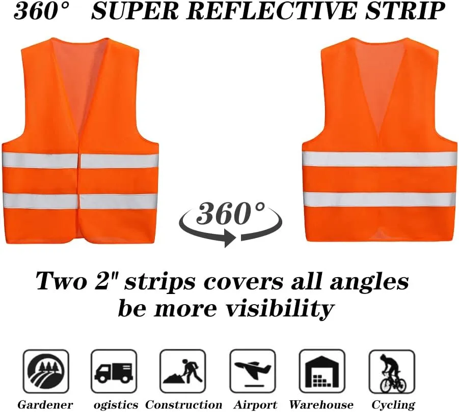 10 Pack Mount Marter Safety Reflective Vest for Outdoor Operator and Sportsmen