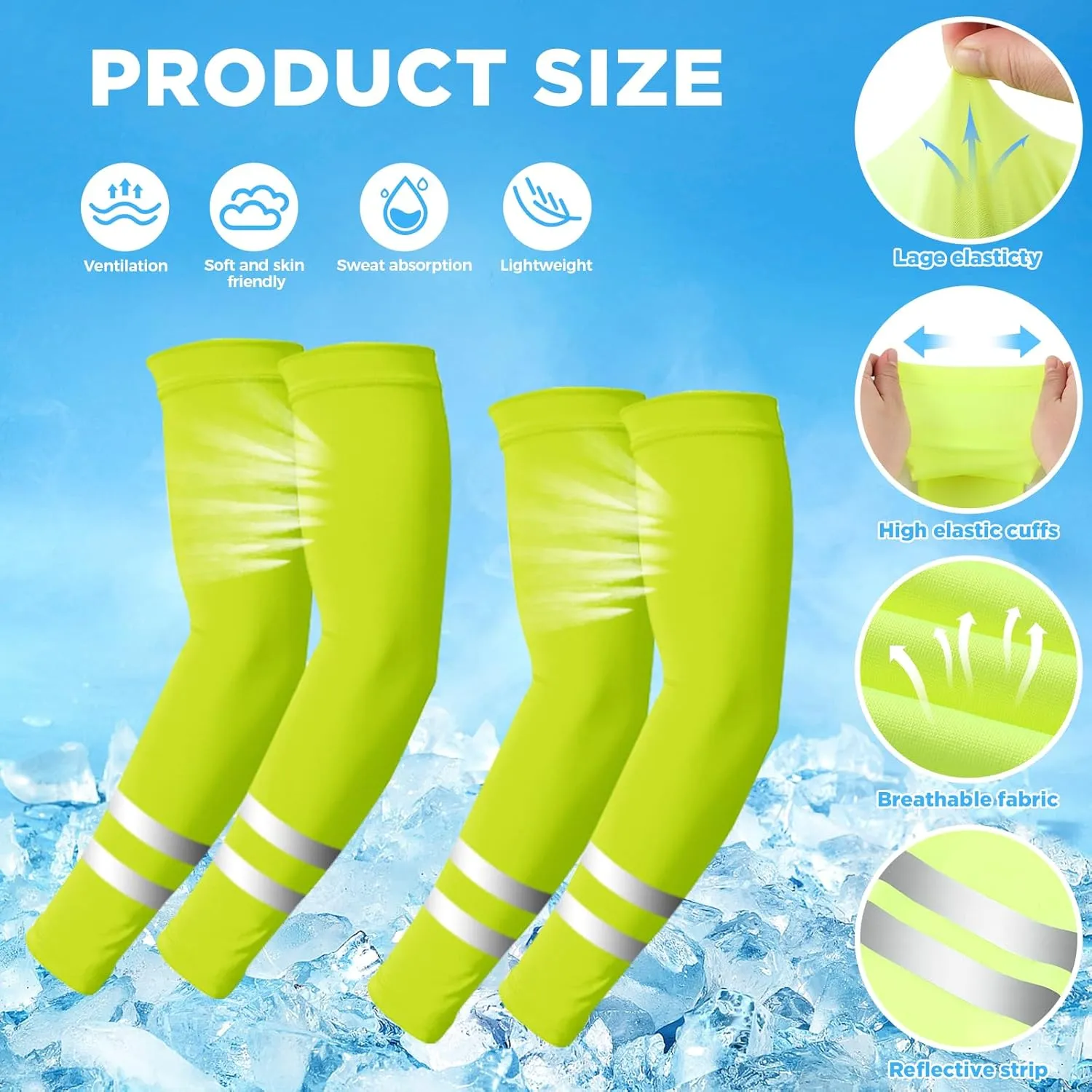 10 PCS UV Protection Reflective Strap Arm Sleeves and Neck Gaiter Reflective Safety Bandana for Outdoor Activities