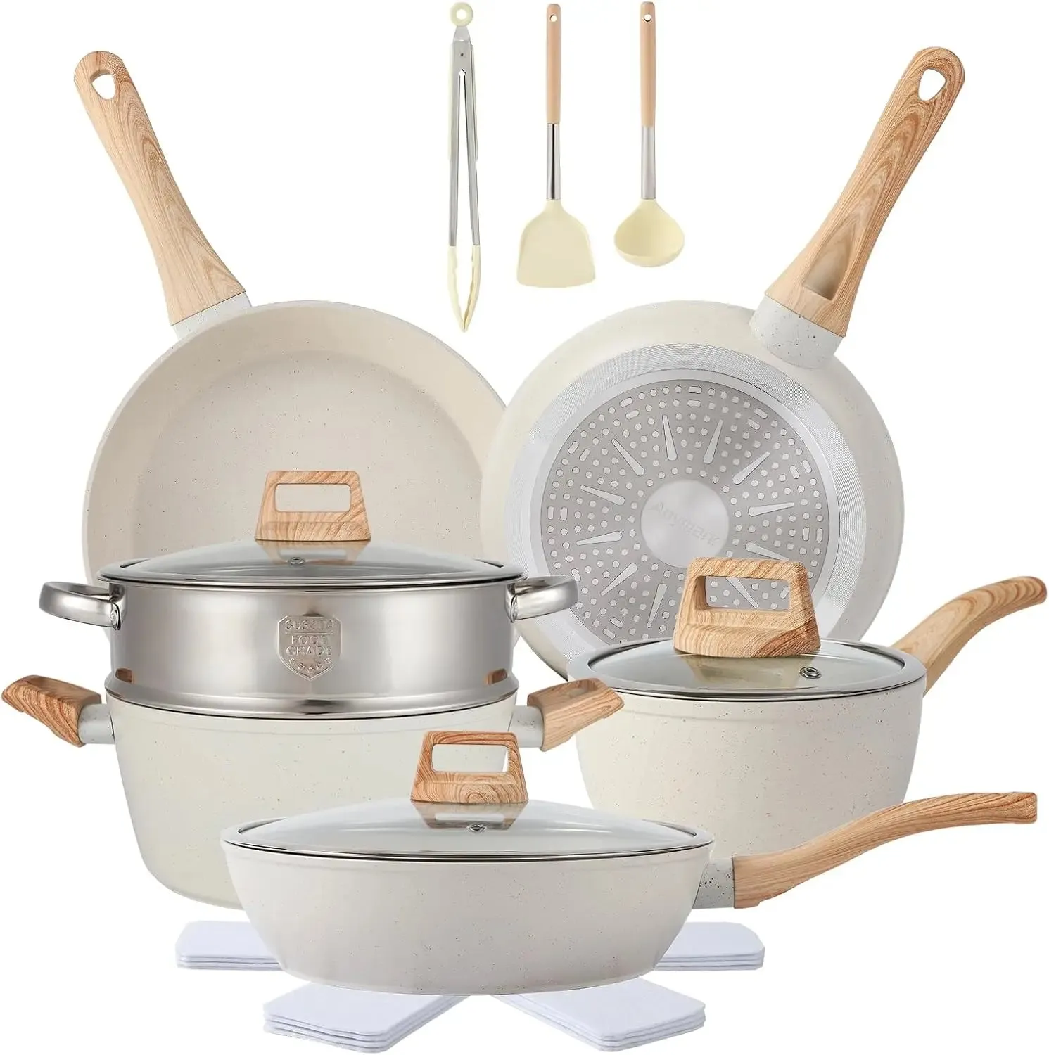 10-Piece Nonstick Ceramic Cookware Set with Detachable Handles