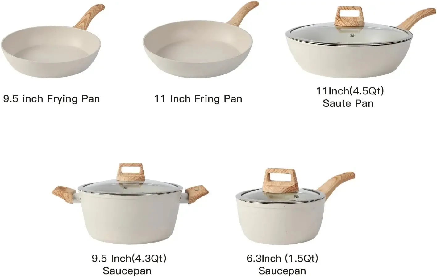 10-Piece Nonstick Ceramic Cookware Set with Detachable Handles