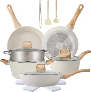 10-Piece Nonstick Ceramic Cookware Set with Detachable Handles