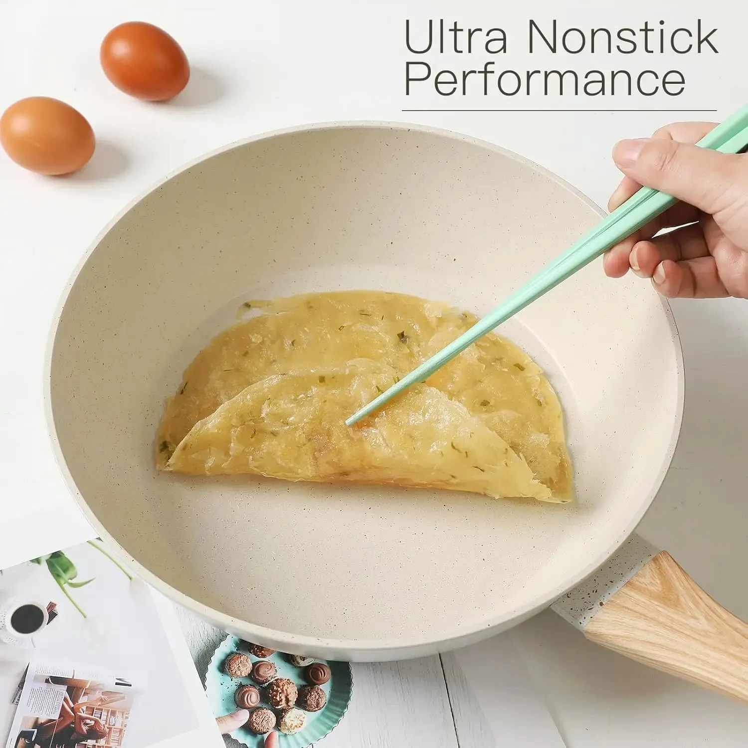 10-Piece Nonstick Ceramic Cookware Set with Detachable Handles