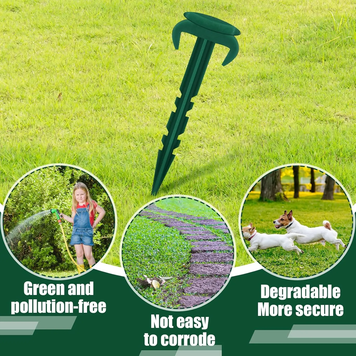 100 Pcs Sod Garden Stakes Bulk, Biodegradable Stakes, Landscape Stake for Membrane, Sod Staples Tent Stake, Netting, Turf, Landscaping and Gardening (4 Inch)