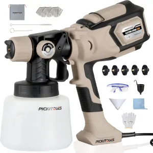 1000W HVLP Paint Sprayer High-Efficiency Electric Spray Gun with 6 Nozzles,Variable Patterns Adjustable Flow, 47oz (1400ml) Detachable Container,Easy to Clean for Home Improvement Projects Battlefield