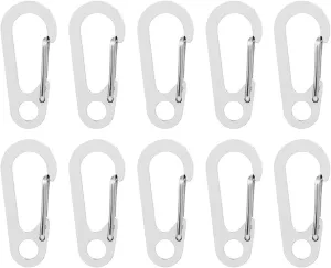 10Pcs D-Shape Spring Clip Carabiner Hook Stainless Steels Hook Spring Carabiner Clip for Camping Hiking Backpack Belt