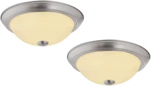 11 Inch Hays Integrated LED Ceiling Light 2-Pack, Indoor, Frosted Glass, Satin Nickel – Design House, 579169