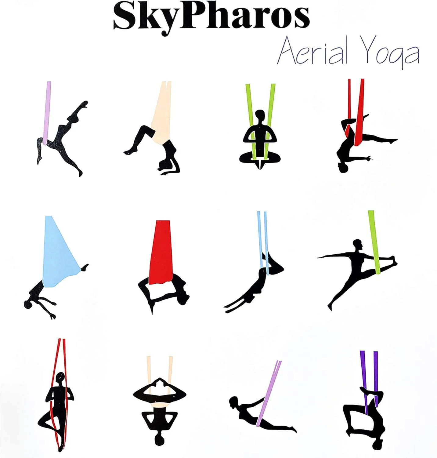 11 Yards Aerial Silks Yoga Swing Set - Aerial Yoga Hammock Kit Anti-Gravity Flying for Fitness, Low/Non Stretch Nylon Tricot Fabric Hardware Included for Dance
