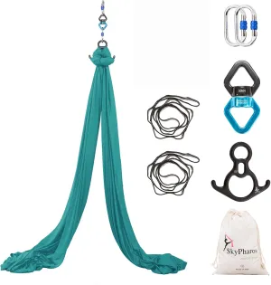 11 Yards Aerial Silks Yoga Swing Set - Aerial Yoga Hammock Kit Anti-Gravity Flying for Fitness, Low/Non Stretch Nylon Tricot Fabric Hardware Included for Dance