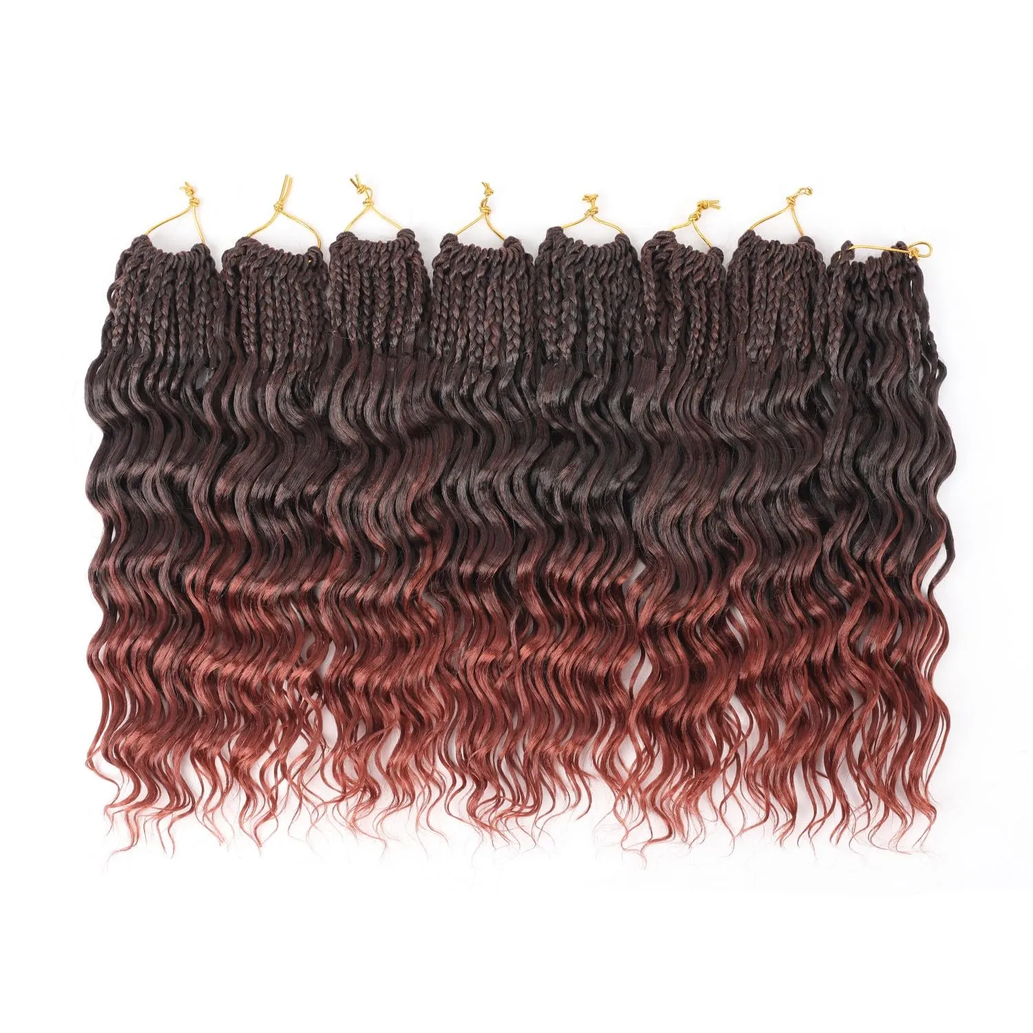 12 Inch Ocean Wave Crochet Hair 8 Packs - Synthetic Pre-Looped Deep Wavy Curly Braiding Hair for Black Women, Boho Style Hair Extensions (12inch,1B/350-8 Packs)