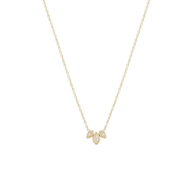 14K Marquise Diamond Fan Necklace