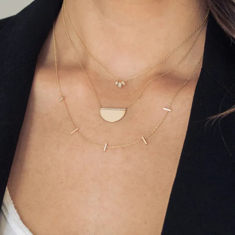 14K Marquise Diamond Fan Necklace