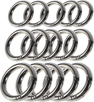 15 Pcs Zinc Alloy Spring Snap Clips Hook,Keychain Keyring O Rings Round Carabiner Clip Snap for Keyrings Buckle, Bags,Purses