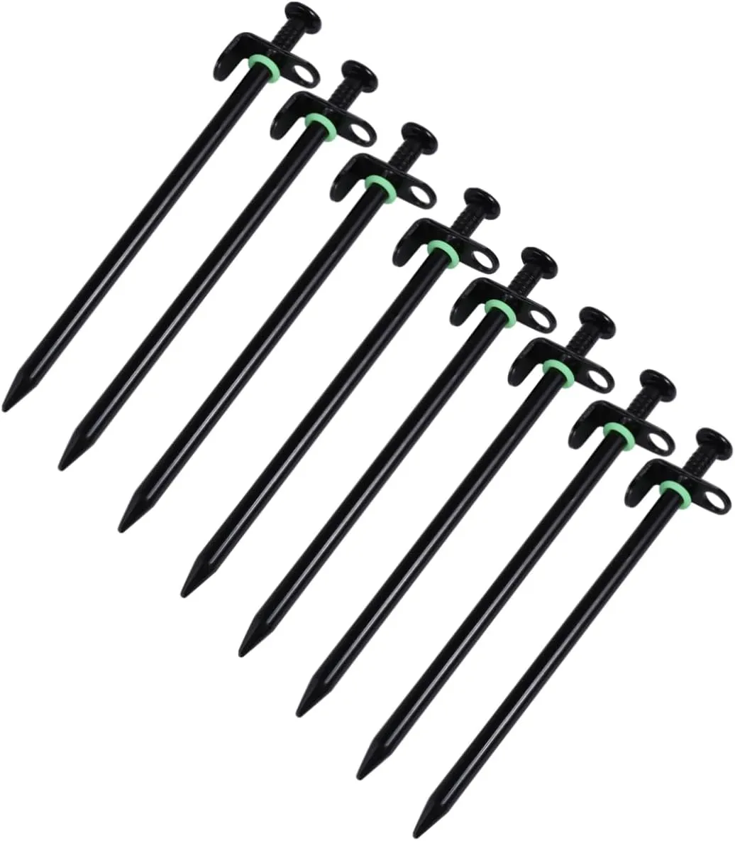 16pcs Tent Pegs Tent Stakes Camping Stakes Ultralight Tent Black Tent Heavy Duty Camping Pegs Lightweight Ground Nails Tent Nails Outdoor Accessories Linoleum Metal Ground Pile