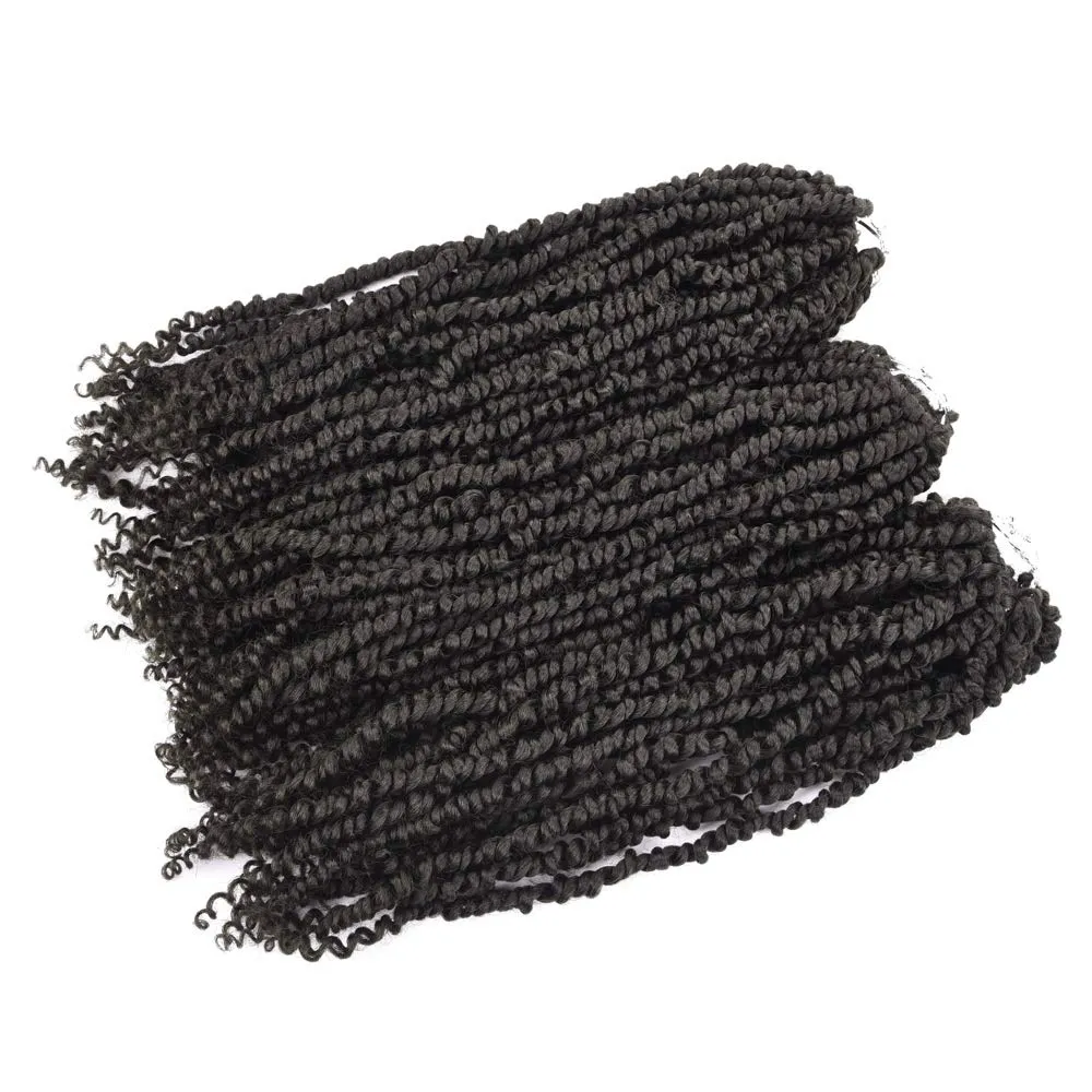 18 inch Pre-twisted Passion Twists Synthetic Crochet Braids 4 Packs Dark Brown Pre-looped Spring Bomb Crochet Hair Extensions Fiber Fluffy Curly Twist Braiding Hair (4#, 18 Inch (Pack of 4))