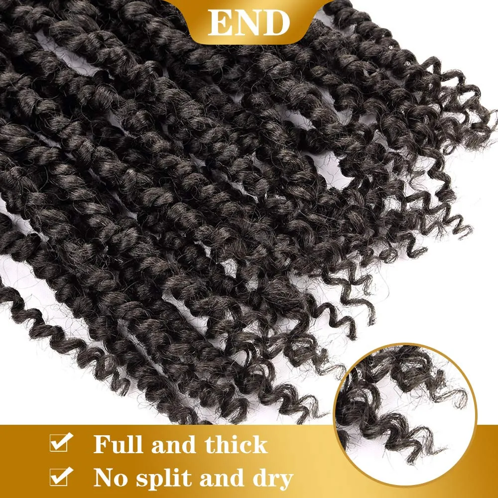 18 inch Pre-twisted Passion Twists Synthetic Crochet Braids 4 Packs Dark Brown Pre-looped Spring Bomb Crochet Hair Extensions Fiber Fluffy Curly Twist Braiding Hair (4#, 18 Inch (Pack of 4))