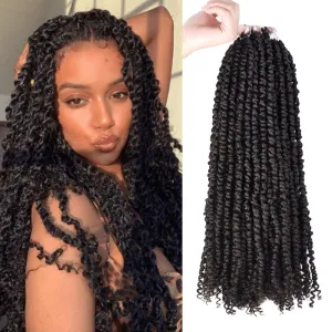 18 inch Pre-twisted Passion Twists Synthetic Crochet Braids 4 Packs Dark Brown Pre-looped Spring Bomb Crochet Hair Extensions Fiber Fluffy Curly Twist Braiding Hair (4#, 18 Inch (Pack of 4))