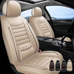 2 Front Leather Car Seat Covers for Jeep Wrangler JK/JL JKU/JLU 2/4-Door 2007-2025 Unlimited X Rubicon 392 Sahara Willys Sport High Altitude 4X4,Waterproof Seat Cover Protectors(Beige)