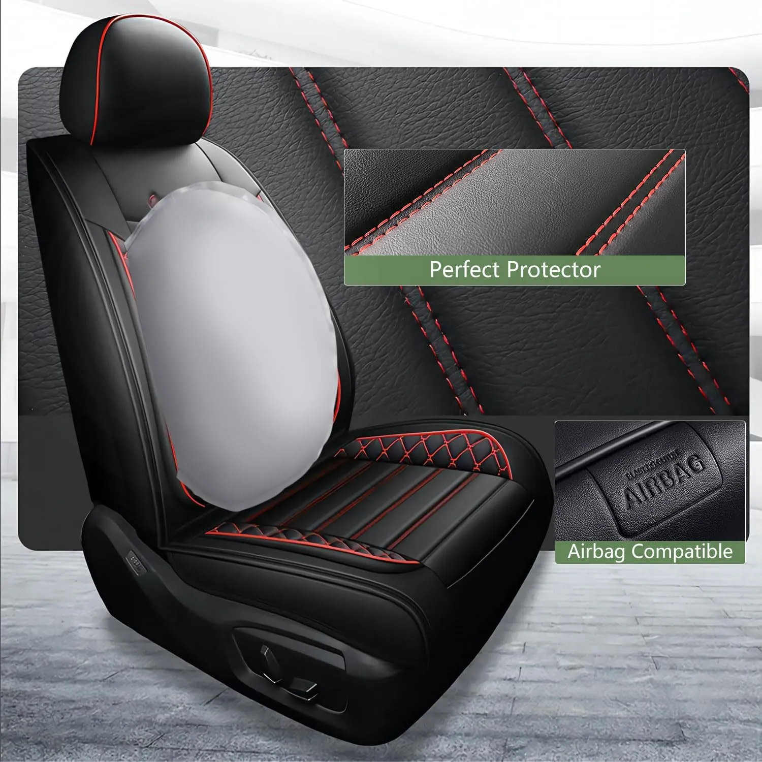 2 Front Leather Car Seat Covers for Jeep Wrangler JK/JL JKU/JLU 2/4-Door 2007-2025 Unlimited X Rubicon 392 Sahara Willys Sport High Altitude 4X4,Waterproof Seat Cover Protectors(Beige)