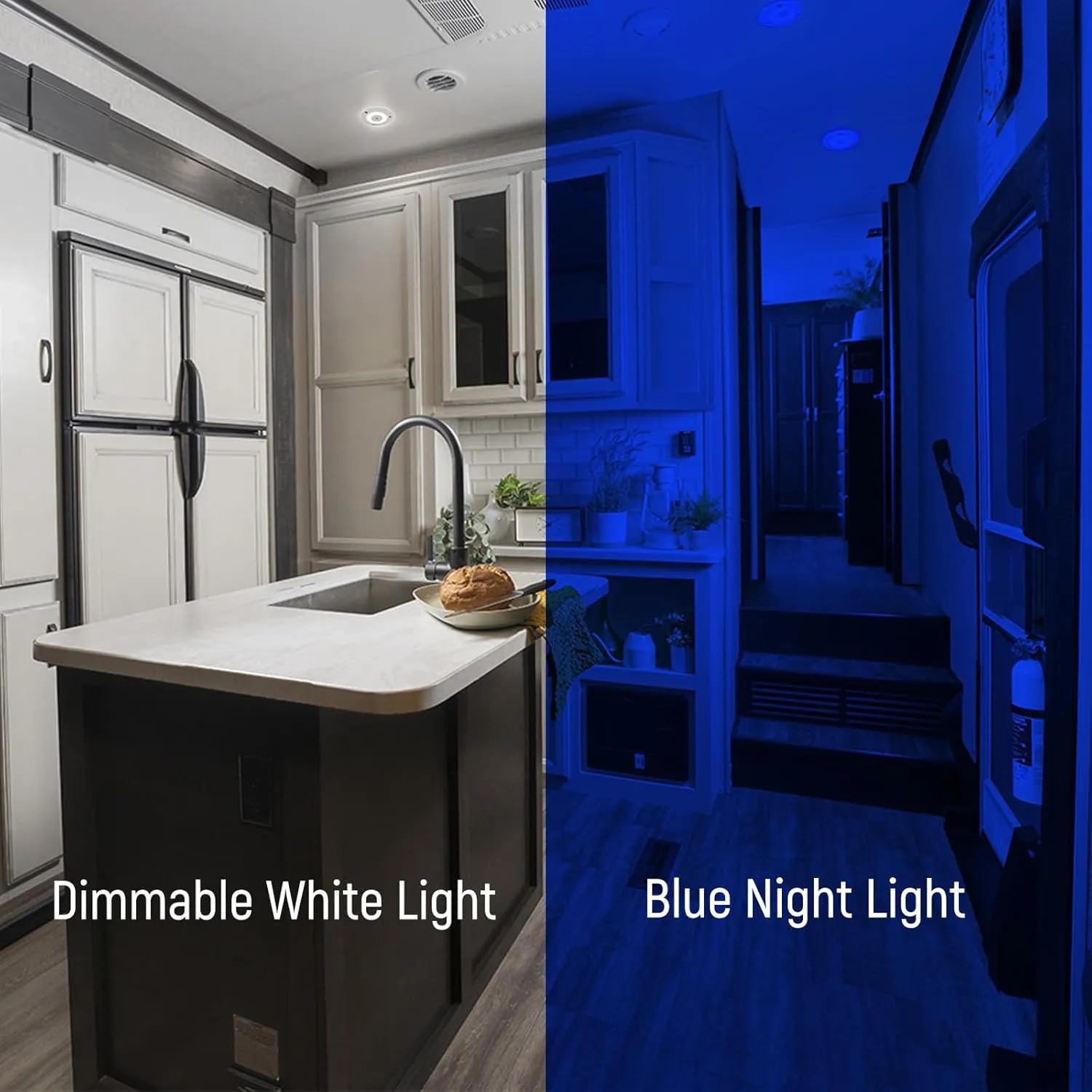 2 Pack 12V LED Ceiling Dome Light 400LM, 4.75" Dimmable Interior Light for RV Boat Camper Van Travel Trailer Truck Sailboat Interior Lighting, Surface Mount & Touch Switch(Cool White)