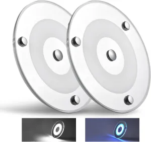 2 Pack 12V LED Ceiling Dome Light 400LM, 4.75" Dimmable Interior Light for RV Boat Camper Van Travel Trailer Truck Sailboat Interior Lighting, Surface Mount & Touch Switch(Cool White)