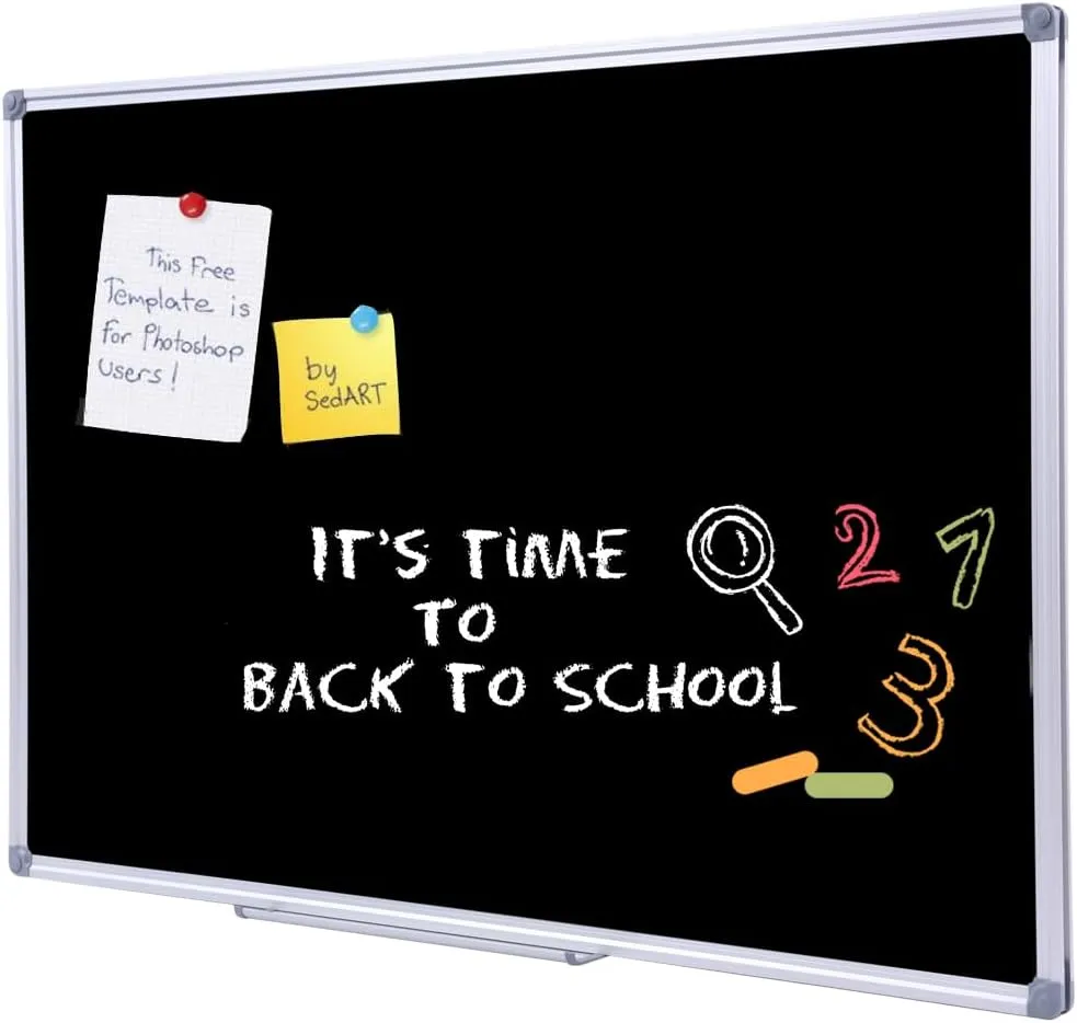 2 Pack Durable 48x36 Inch Large Magnetic Black Chalkboard – Wall-Mounted Hanging School & Office Board with Aluminium Frame & Integrated Marker Tray