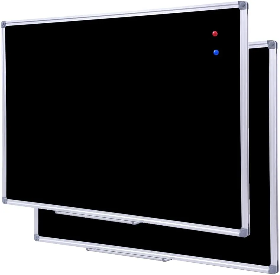 2 Pack Durable 48x36 Inch Large Magnetic Black Chalkboard – Wall-Mounted Hanging School & Office Board with Aluminium Frame & Integrated Marker Tray