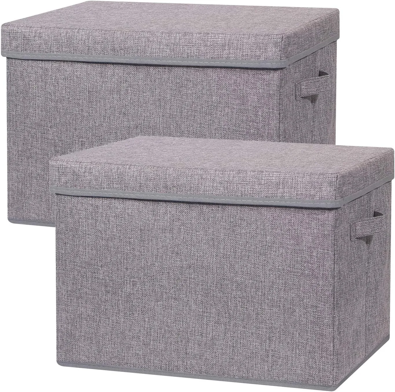 2 Pack Large Foldable Storage Box with Lids Fabric Storage Cube Organizer Cloth Containers Bins Baskets for Closet Clothes Clothing Bed Room