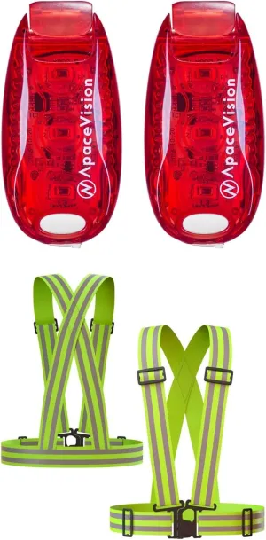 (2 Pack) - LED Safety Lights   Reflective Vests