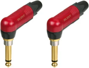 (2 Pack) Neutrik NP2RX-AU-SILENT Right Angle 1/4" Plug Gold Contacts & Red Shell