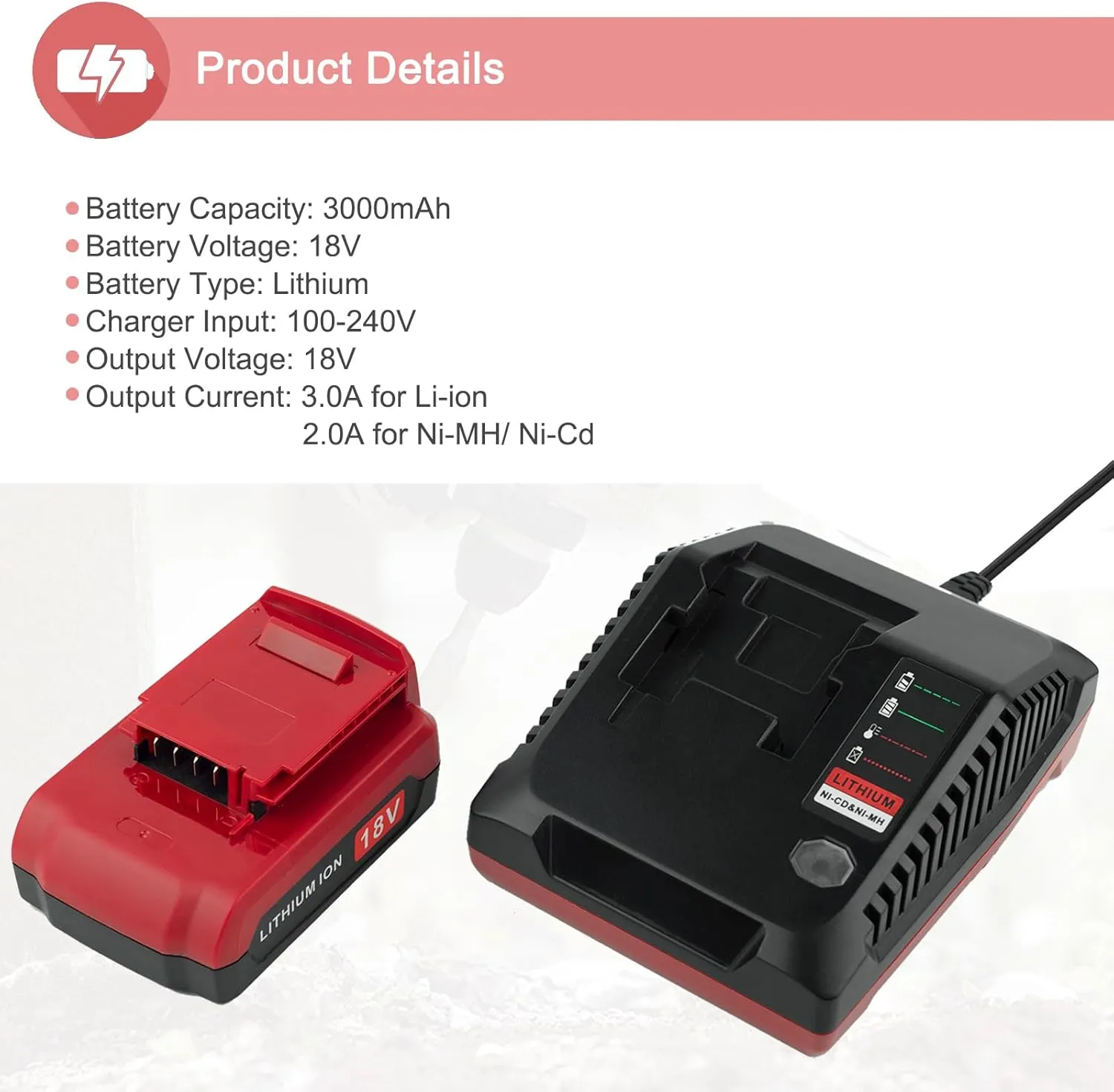 2 Packs 18V Lithium PC18BLX Battery and PCXMVC Charger Compatible with Porter Cable 18V Battery PC18B PC18B-2 PC18BL PC18BLX PC18BLEX