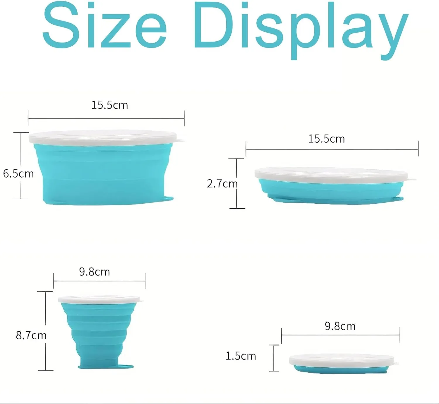 2 Sets Silicone Expandable Collapsible Bowl for Travel Camping Hiking(Gray)