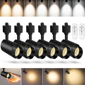 【2025 Upgraded】10 Color Zoomable Track Light Head Dimmable H Track Lighting Remote Control Bright Ceiling Spotlight Fixtures for Kitchen Dining Room 2700K-6500K 15°~60° CRI90 12W 1100lm Black 6 Pack