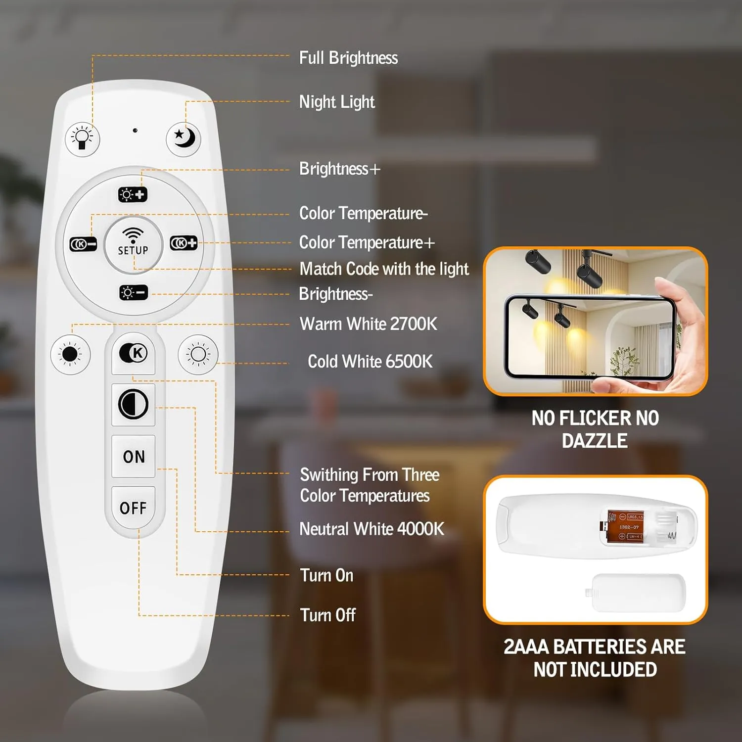 【2025 Upgraded】10 Color Zoomable Track Light Head Dimmable H Track Lighting Remote Control Bright Ceiling Spotlight Fixtures for Kitchen Dining Room 2700K-6500K 15°~60° CRI90 12W 1100lm Black 6 Pack