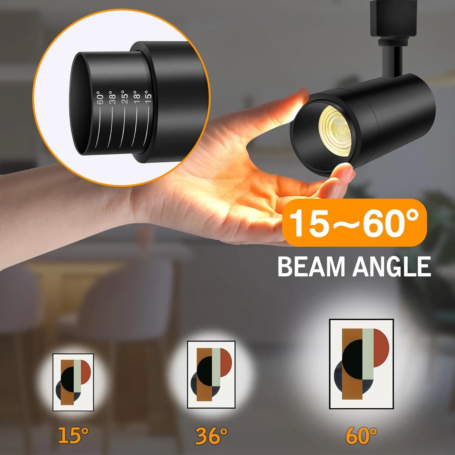 【2025 Upgraded】10 Color Zoomable Track Light Head Dimmable H Track Lighting Remote Control Bright Ceiling Spotlight Fixtures for Kitchen Dining Room 2700K-6500K 15°~60° CRI90 12W 1100lm Black 6 Pack