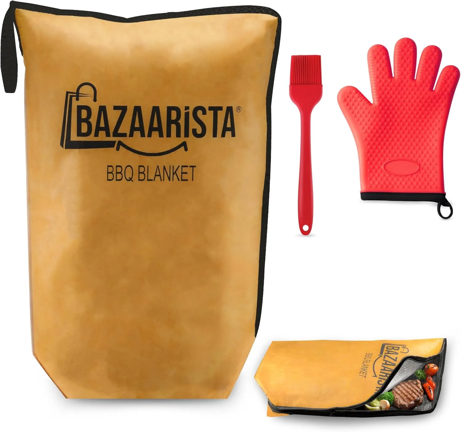 21 in BBQ Blanket for Resting Brisket Beef Meat Turkeys Grilling Smoker, Reusable Insulated Resting Bag with Wide Mouth for Large Barbecue with Oven Glove, and Oil Brush Premium Quality
