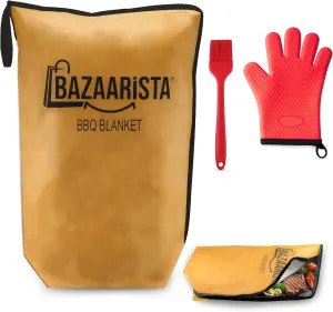 21 in BBQ Blanket for Resting Brisket Beef Meat Turkeys Grilling Smoker, Reusable Insulated Resting Bag with Wide Mouth for Large Barbecue with Oven Glove, and Oil Brush Premium Quality