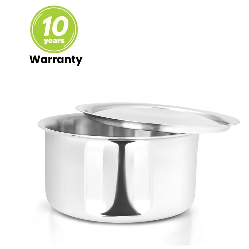 2.7L Allo CookSafe TriPly Tope | Stainless Steel | With Stainless Steel Lid | Induction Friendly | Naturally Non-stick | 18cm