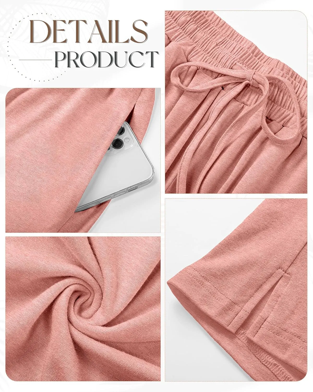3 Pack Women's Capris Wide Leg Capri Pants Drawstring Pajama Sweatpants Women Lounge Pants with Pockets