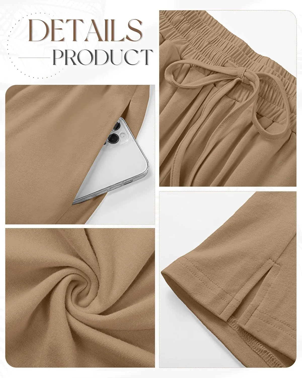 3 Pack Women's Capris Wide Leg Capri Pants Drawstring Pajama Sweatpants Women Lounge Pants with Pockets