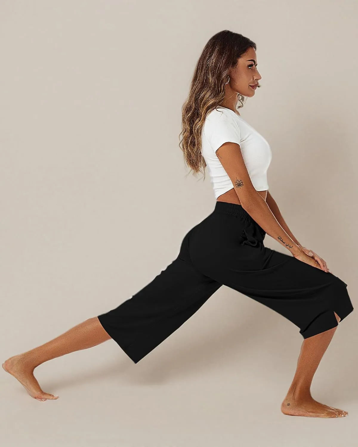 3 Pack Women's Capris Wide Leg Capri Pants Drawstring Pajama Sweatpants Women Lounge Pants with Pockets