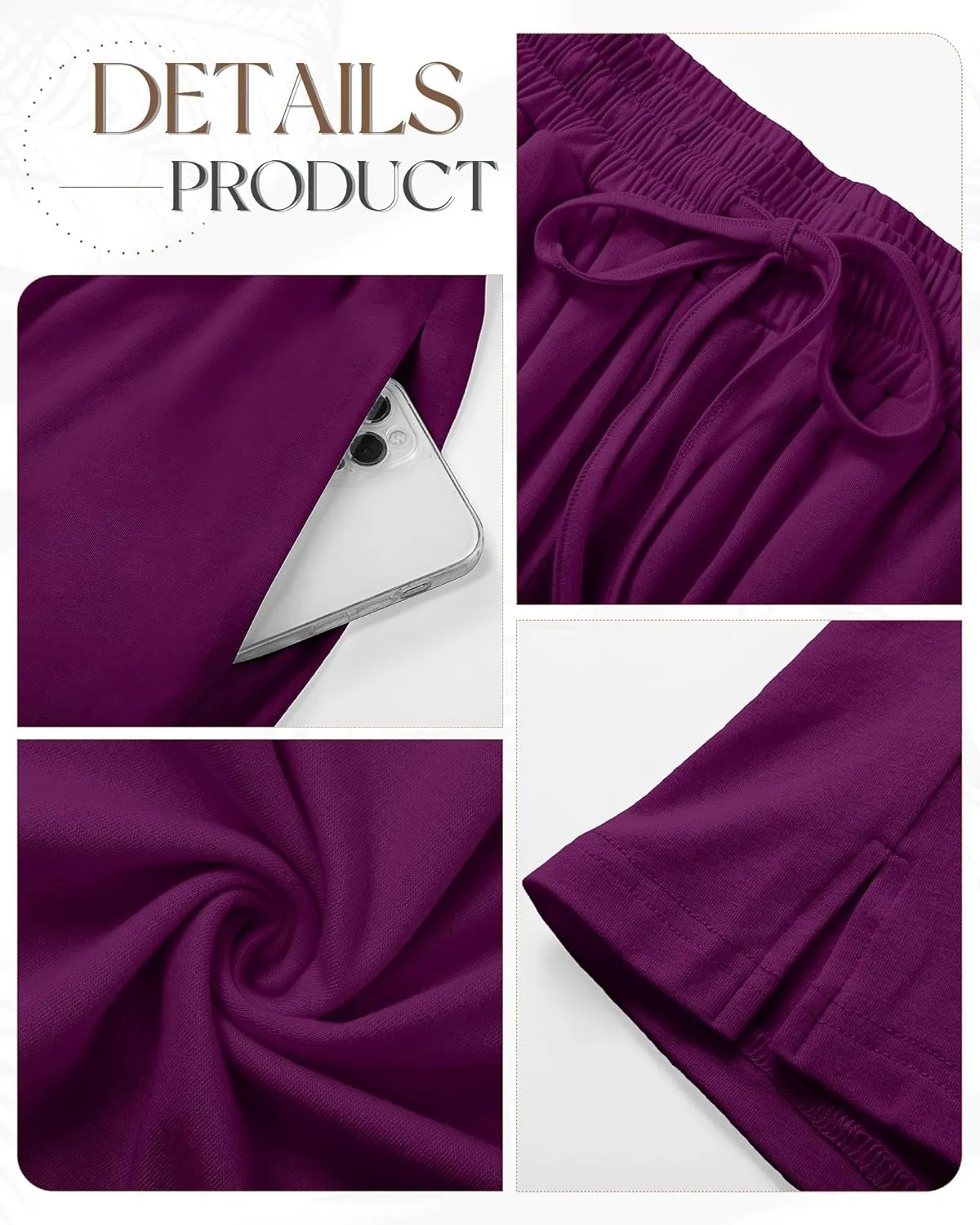 3 Pack Women's Capris Wide Leg Capri Pants Drawstring Pajama Sweatpants Women Lounge Pants with Pockets