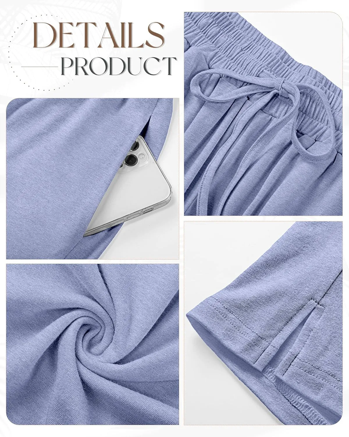 3 Pack Women's Capris Wide Leg Capri Pants Drawstring Pajama Sweatpants Women Lounge Pants with Pockets