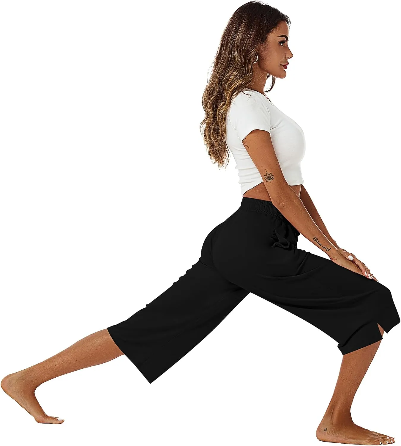 3 Pack Women's Capris Wide Leg Capri Pants Drawstring Pajama Sweatpants Women Lounge Pants with Pockets