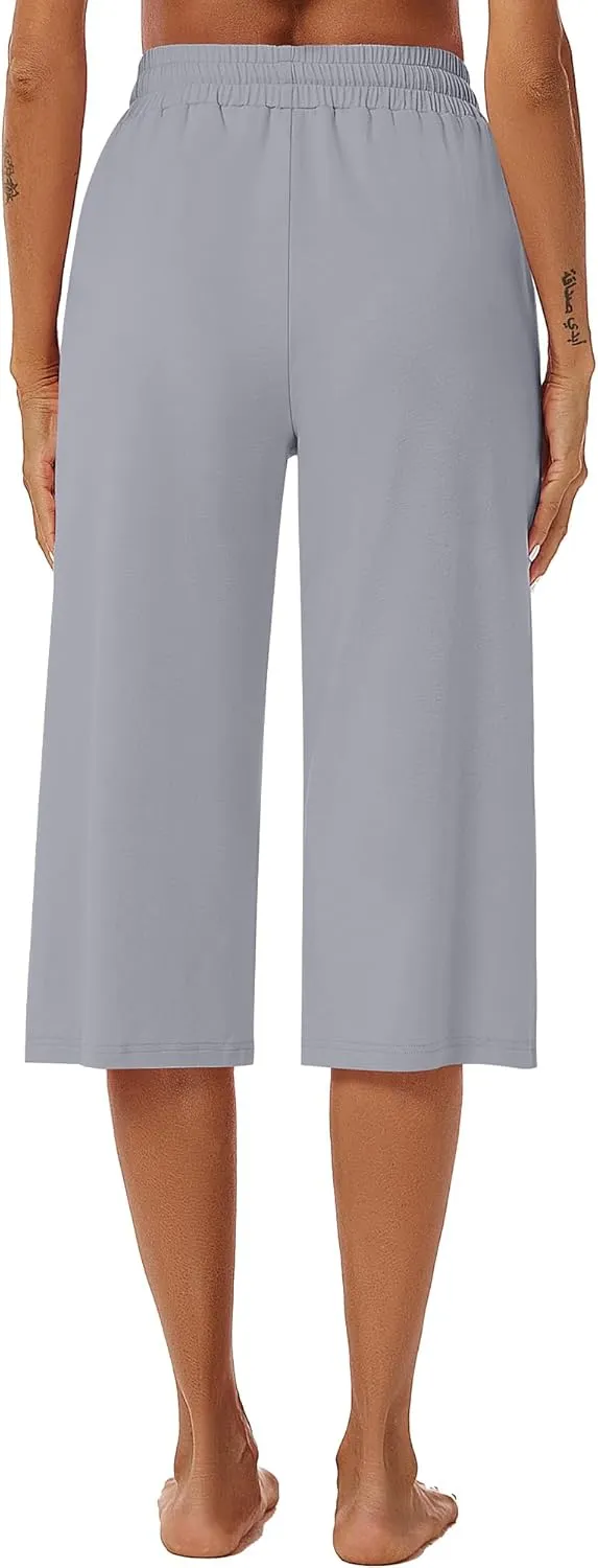 3 Pack Women's Capris Wide Leg Capri Pants Drawstring Pajama Sweatpants Women Lounge Pants with Pockets