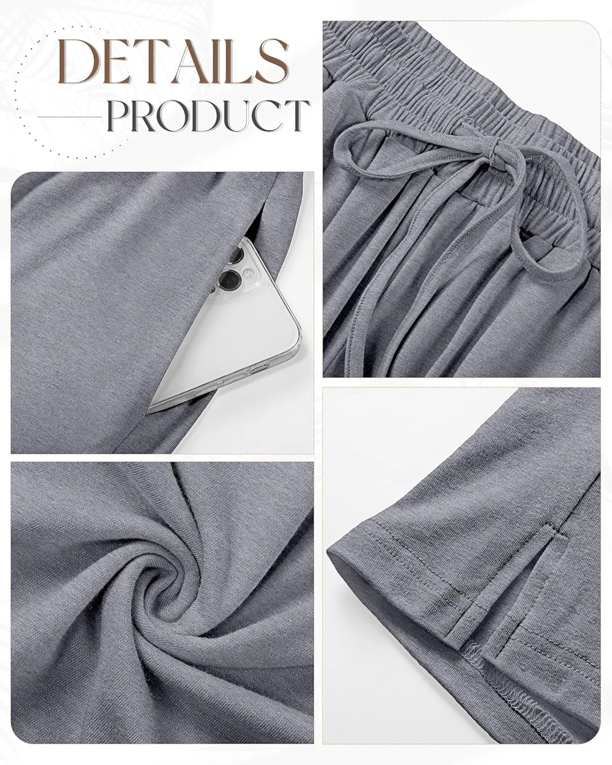 3 Pack Women's Capris Wide Leg Capri Pants Drawstring Pajama Sweatpants Women Lounge Pants with Pockets