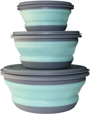 3 PCs Food Grade Silicone Collapsible Bowl Lunch Box - Expandable Food Storage Containers Set -Silicone Salad Bowl with Lid Portable